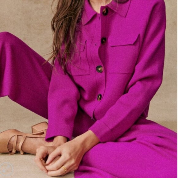 Sezane Magenta Straight Leg Pants - Picture 2 of 15